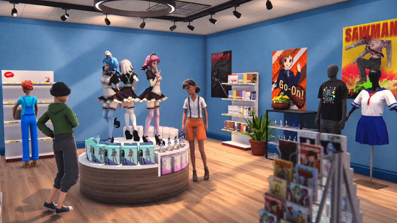 Anime Shop Simulator official Steam screenshot — booster packs and collectible cards