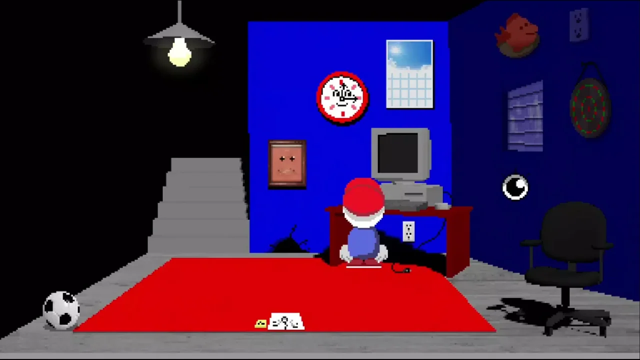 Endacopia gameplay: a point-and-click scene with clickable hotspots and an inventory-style interface in an edutainment-styled room