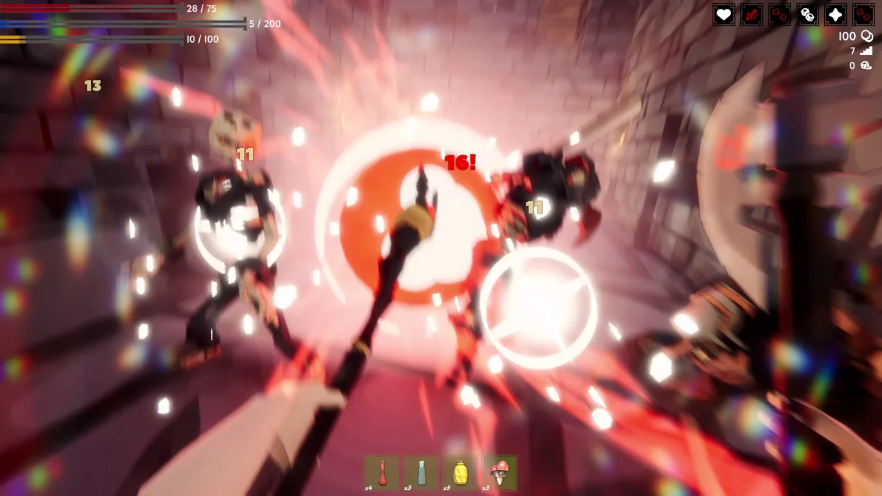 Fell & Sell — official Steam screenshot: first-person dungeon combat