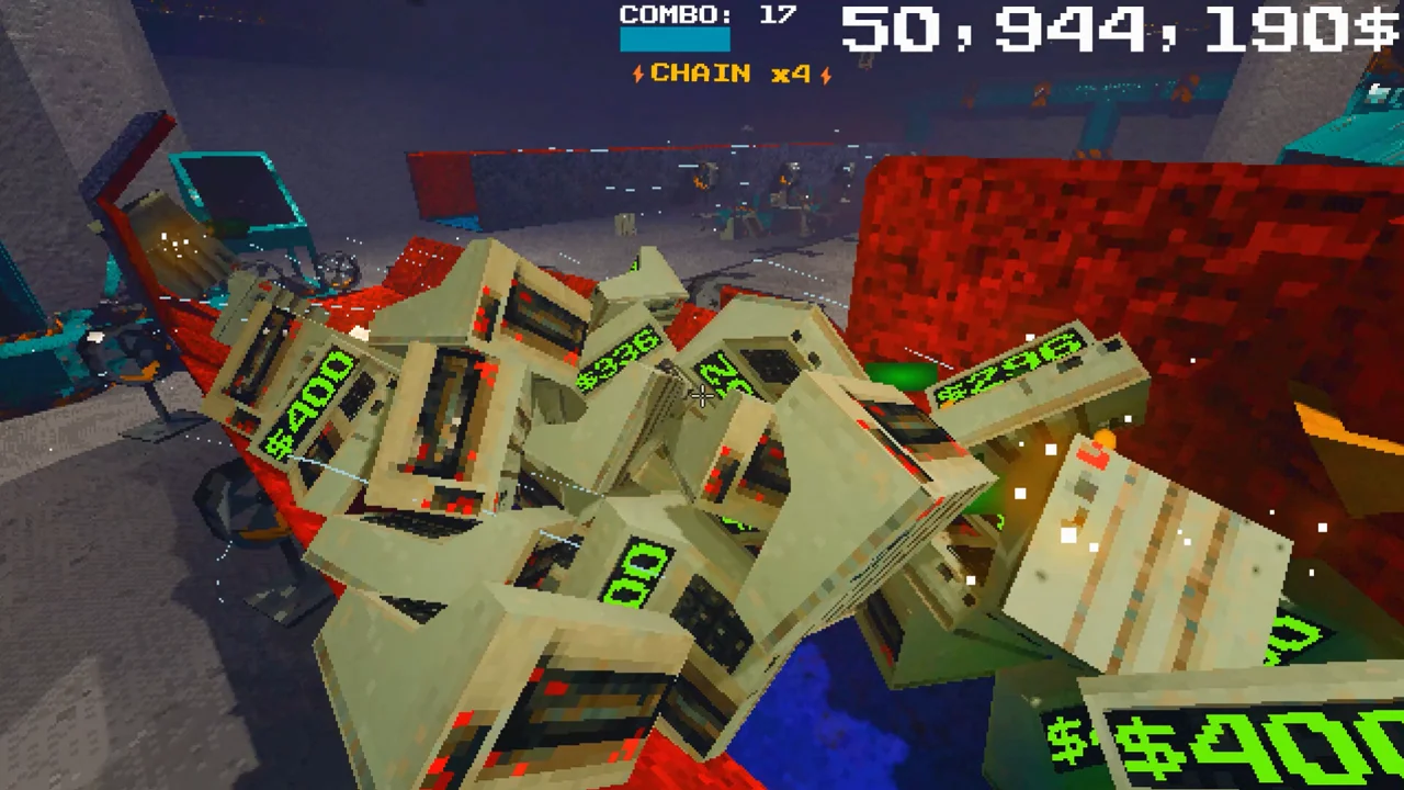 Project P.I.T.T. gameplay: rubber ducks stacked and moving through a clunky machine toward a glowing pit