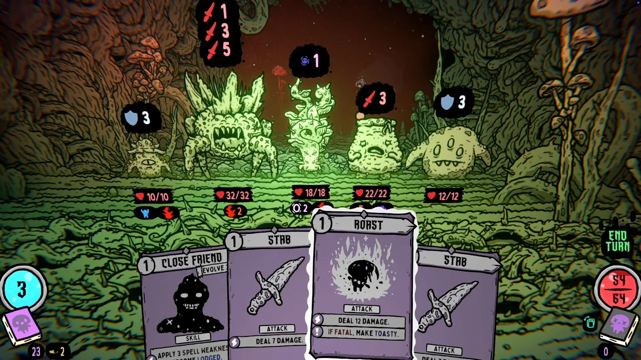 Shroom and Gloom screenshot: cooking enemies in a pot to restore health