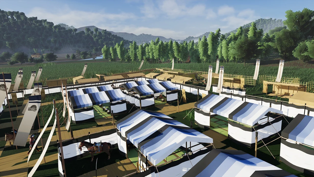 Warlord: Awaji official Steam screenshot of samurai warriors in formation on the island campaign map